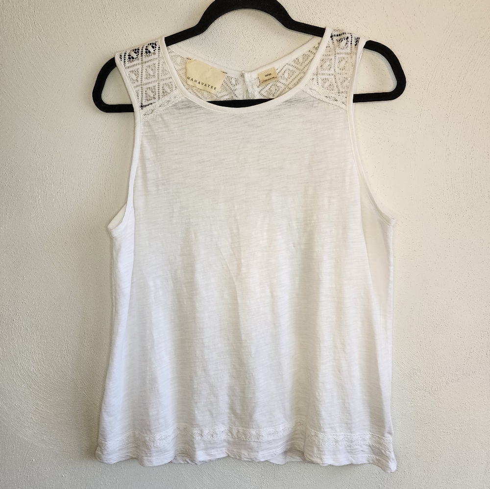 Nanavatee white sleeveless top with lace trim